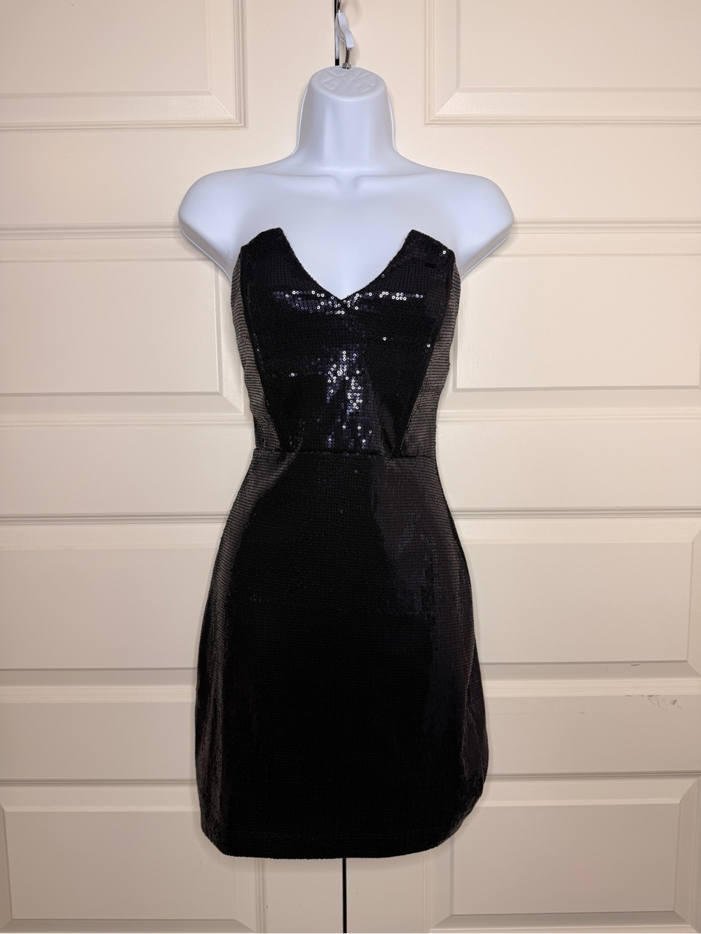 Lovely Day Black Sequin Strapless Cocktail Dress